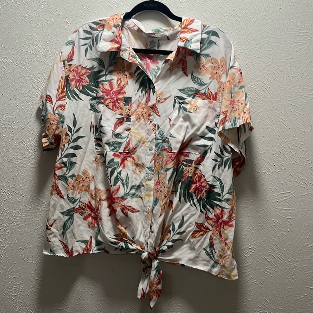 Love Potion Tropical Tie-Front Top 3X